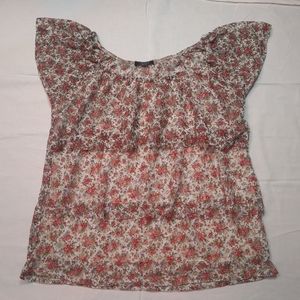 Deb Blouse Women's Multicolor Floral Sheer Lace Tee Short Sleeve Round Neck Top